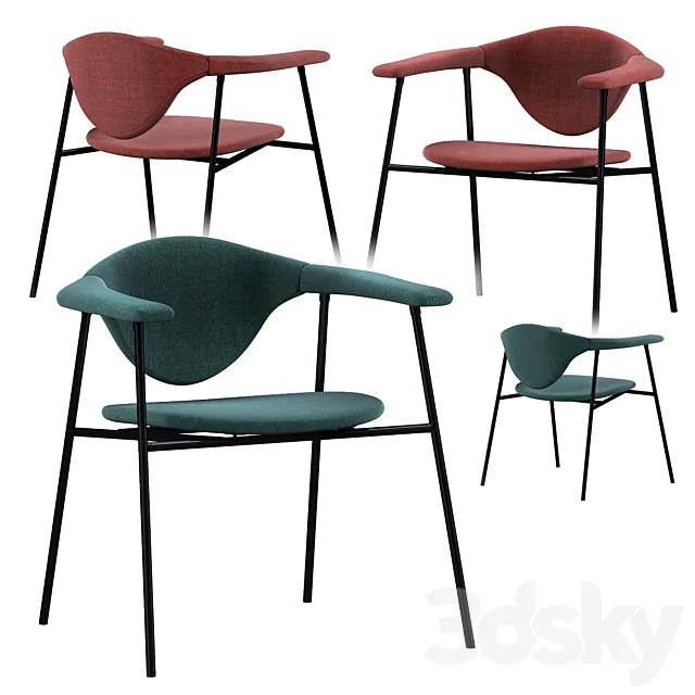 GUBI Masculo Chair with steel and base 4 legs 3DS Max Model