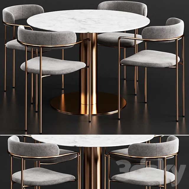 Gubi & West Elm Dinning Set 3DS Max Model