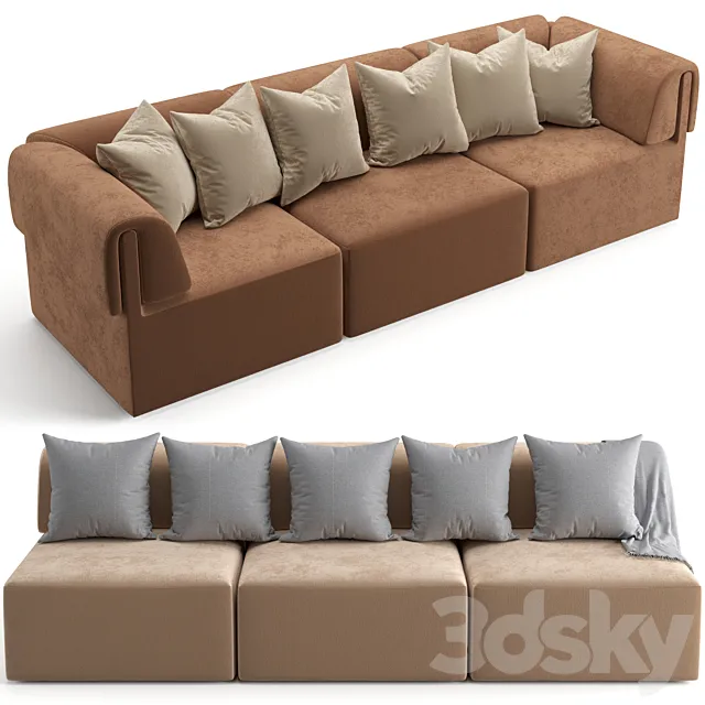 Gubi Wonder sofa 3 seater with. without armrest 3DSMax File