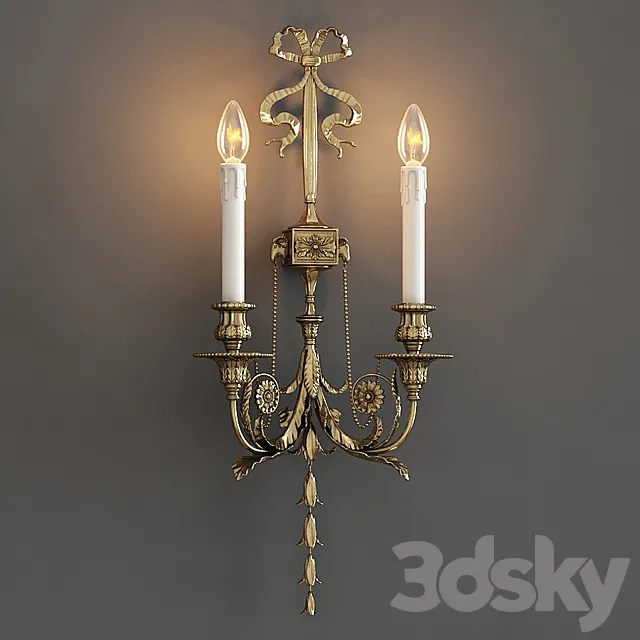 Guilded Ormolu Wall Lights with Lamps 3DSMax File