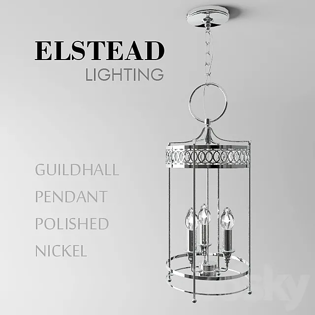 Guildhall Pendant Polished Nickel 3DS Max Model