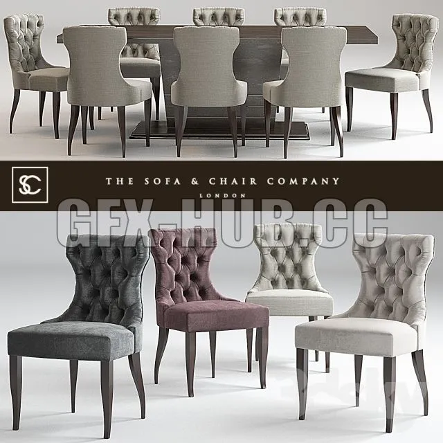 Guinea dining chair & Langham Table _ Lugano 3dsMax Model