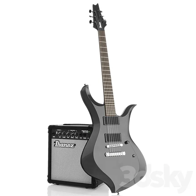 Guitar Ibanez XH300 + amp Ibanez ibz10g 3DS Max Model