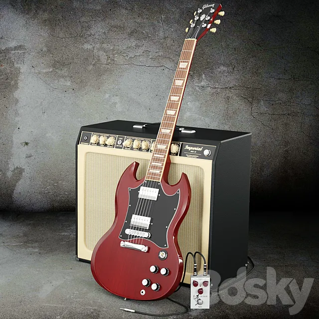 GUITAR set 3DS Max Model