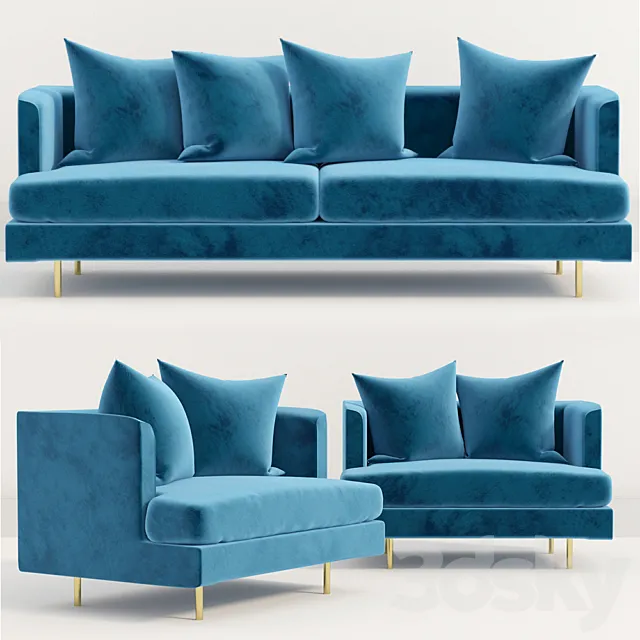 Gus Modern Margot Sofa Velvet Midnight 3DS Max Model