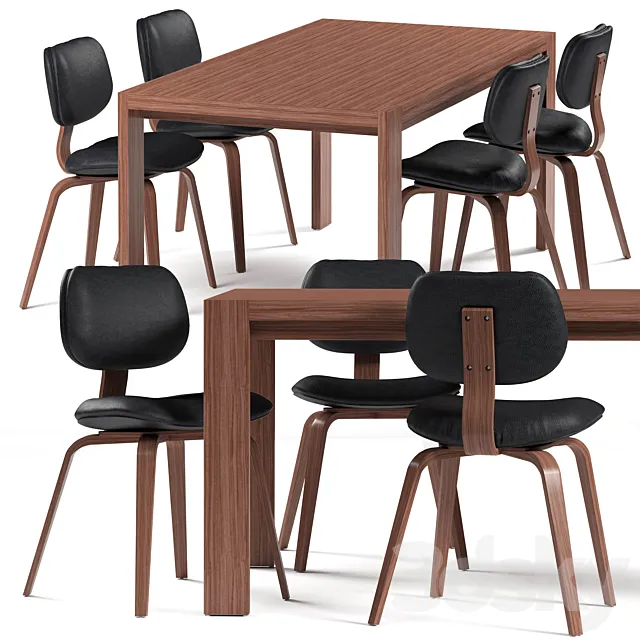 Gus modern table and chairs THOMPSON 3ds Max
