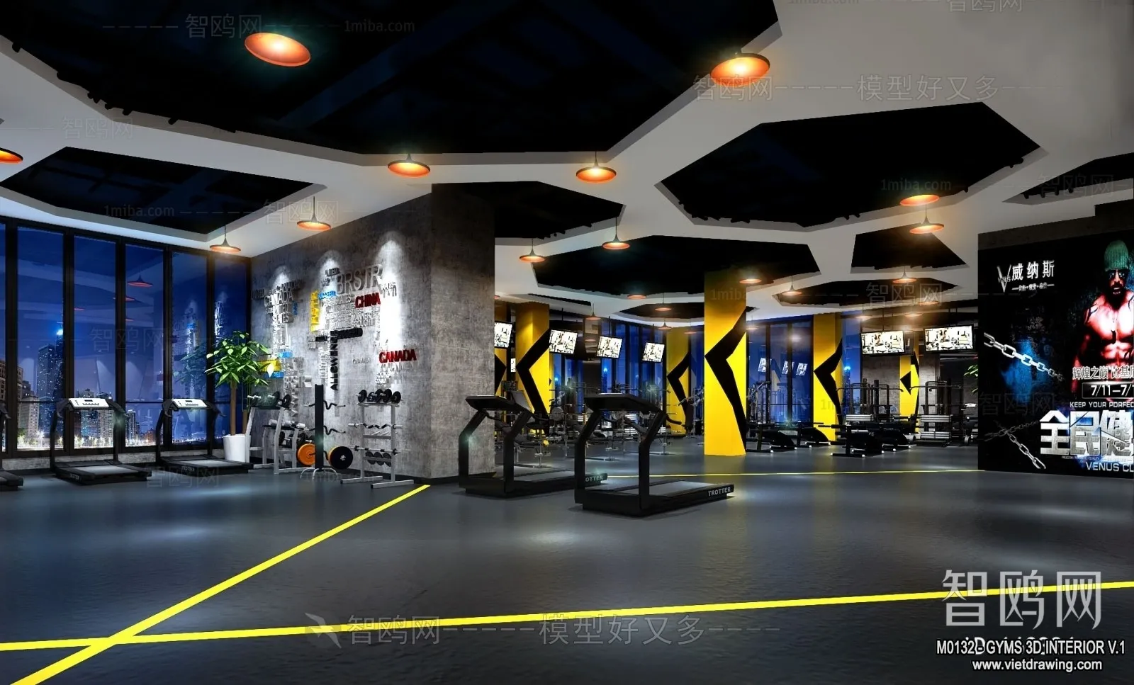 GYM – 3D Interior Scene – 3D Models – 018