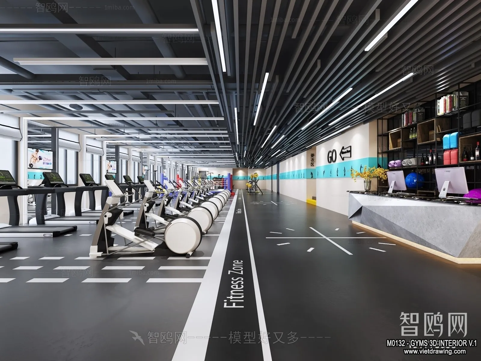 GYM – 3D Interior Scene – 3D Models – 099