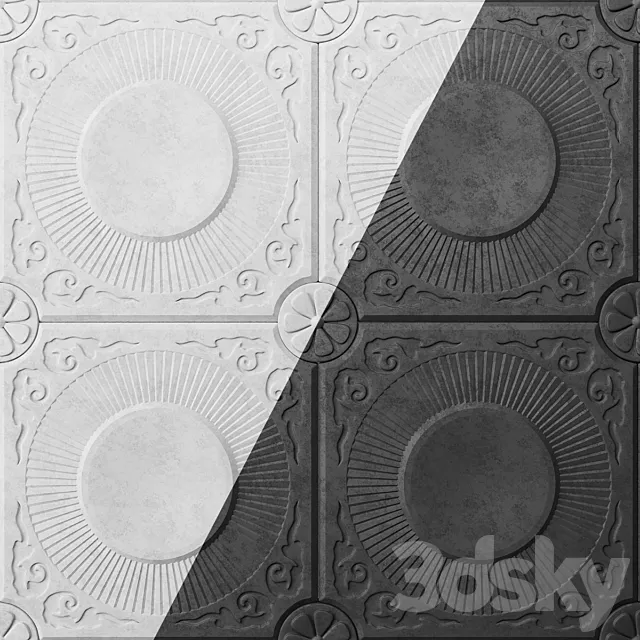 Gypsum panel chamomile 3ds Max