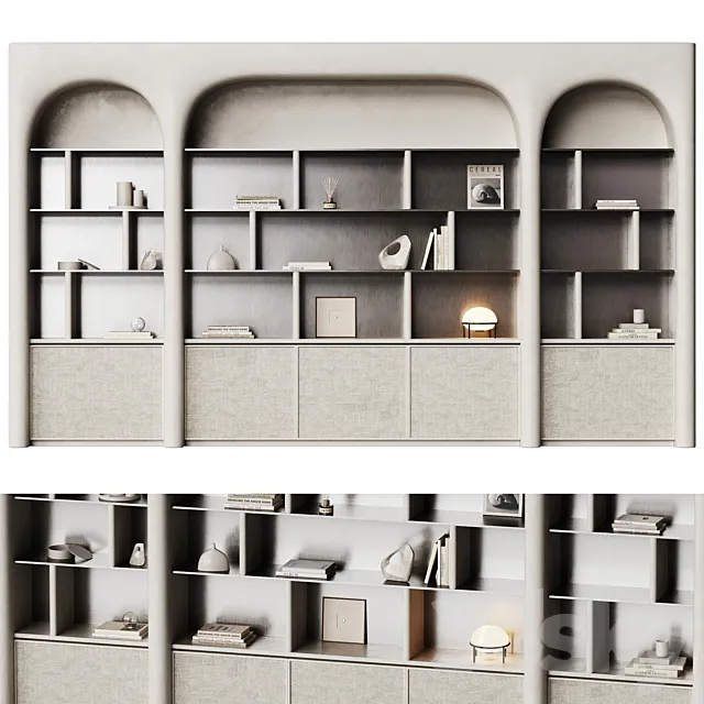 Gypsum shelving with curved shape and metal 3ds Max