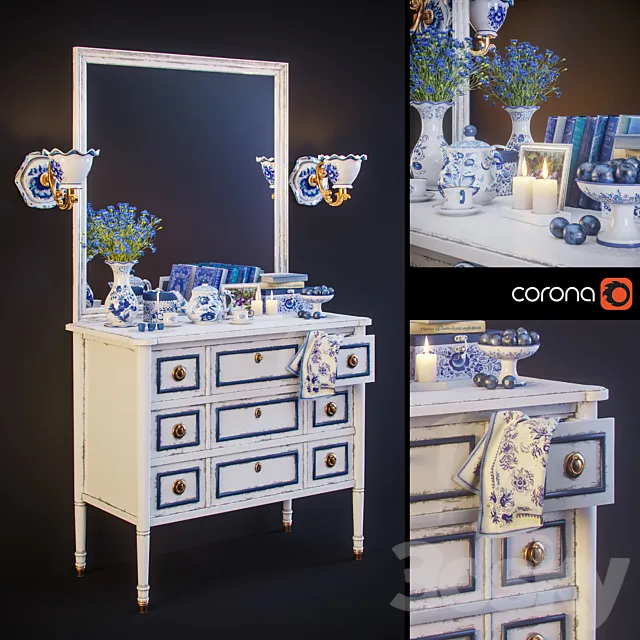 Gzhel decorative set 3ds Max