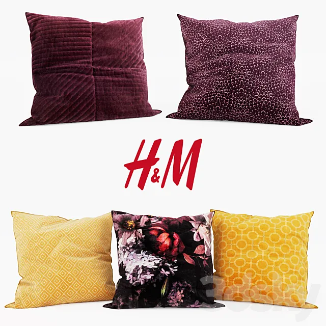 H & M Home – Decorative Pillows set 5 3ds Max