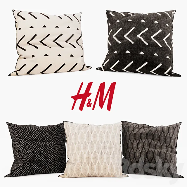 H & M Home – Decorative Pillows set 8 3ds Max