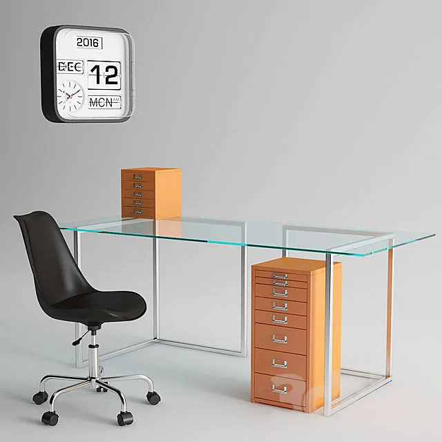 Habitat Ginnie Office Chair and Habitat Nic Glass Table 3ds Max