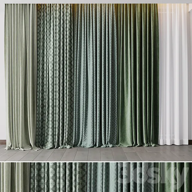 hadi curtain 57 collection green curtains 3ds Max