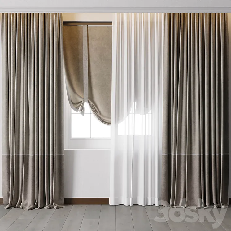 Hadi Curtain With Roman Blind 68 3DS Max Model