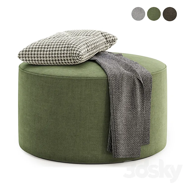 Hadleigh Fabric Large Round Stool 3DS Max Model