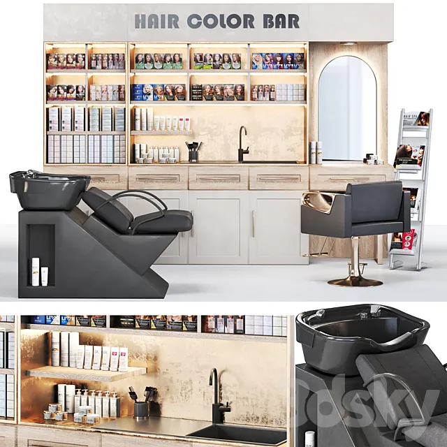 Hair Color bar-Hair Dye 3DS Max Model