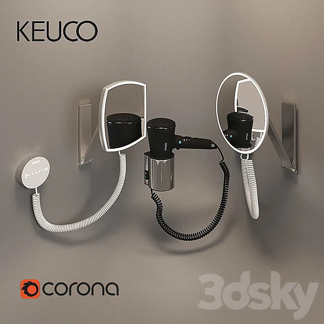 Hair dryer Cosmetic mirror Keuco 3DS Max Model