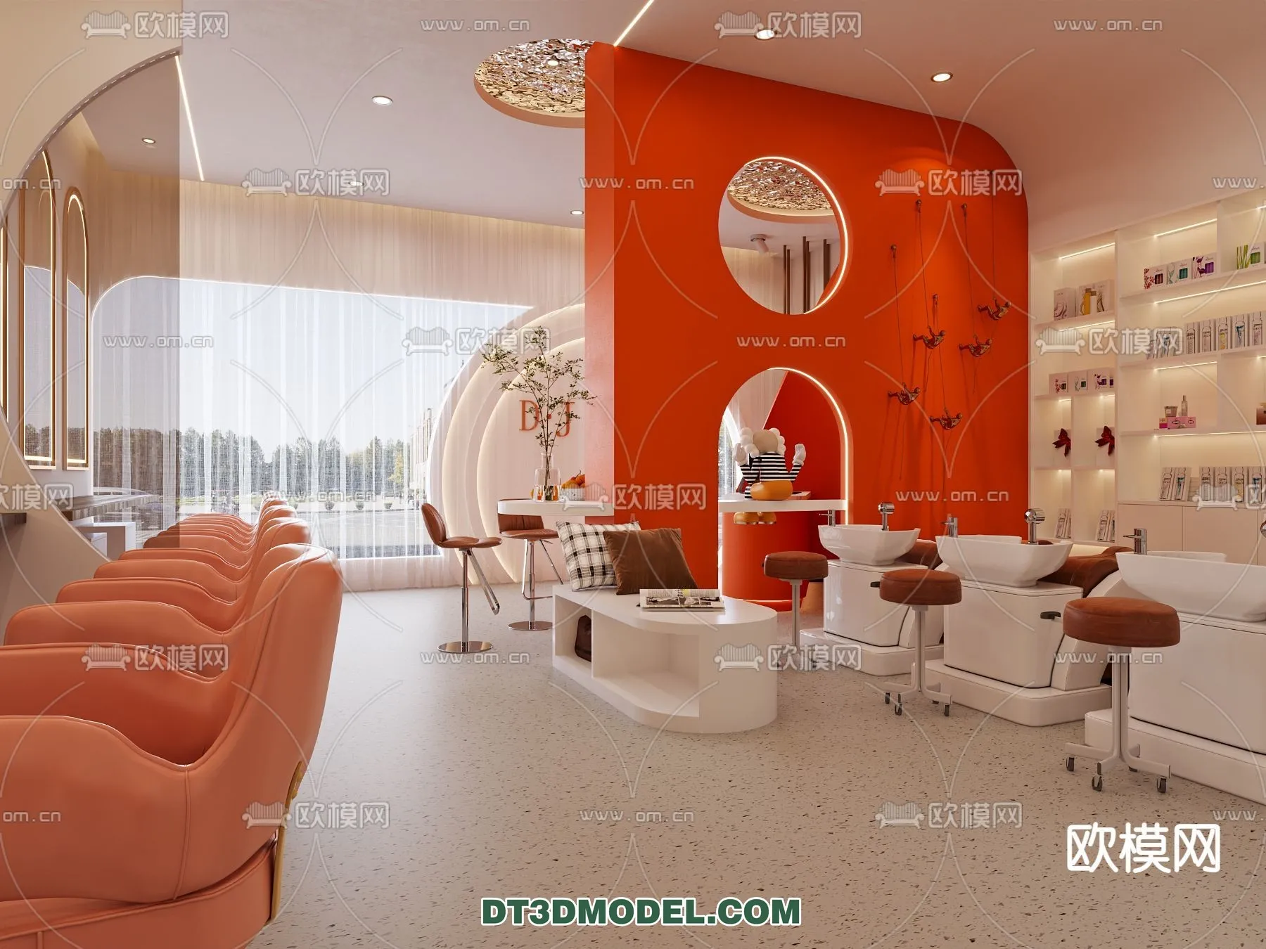 Hair Salon – 3D Interior Scene – 008