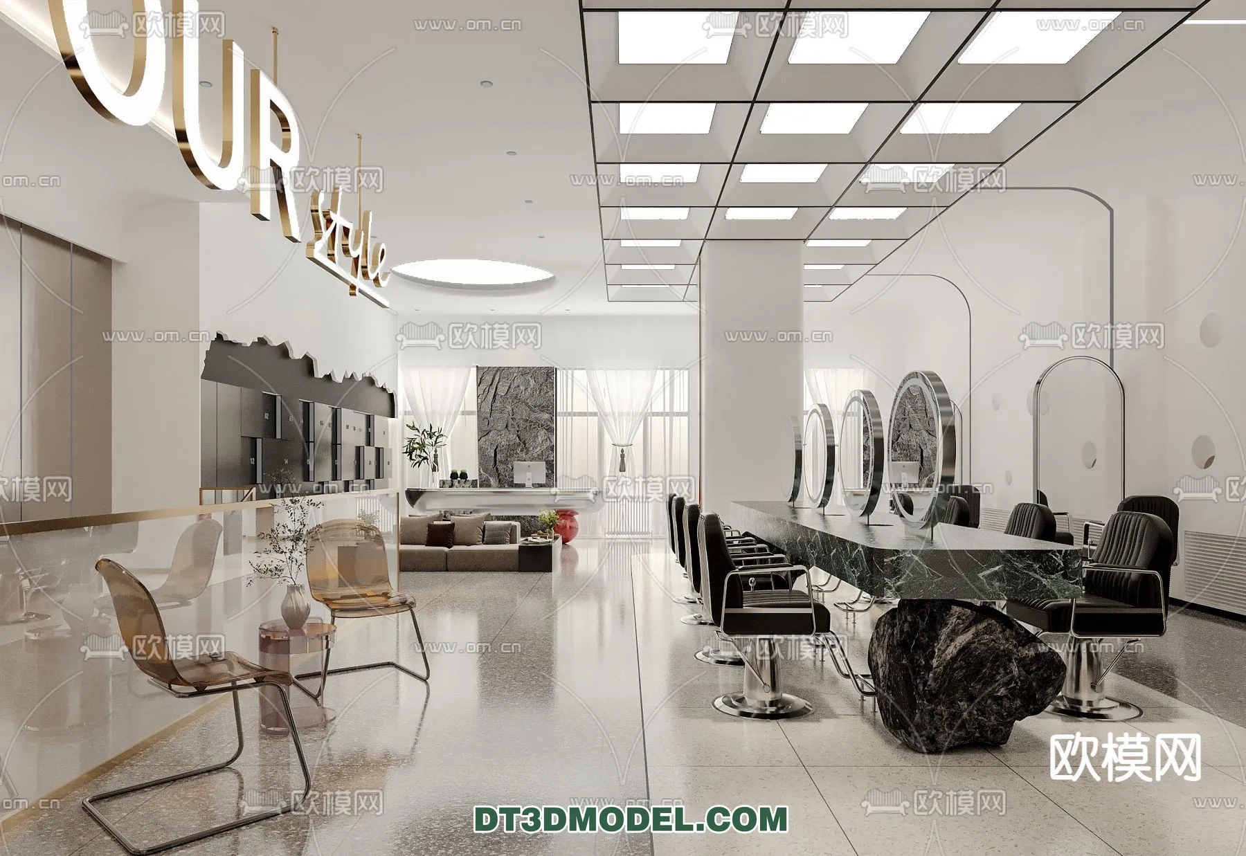 Hair Salon – 3D Interior Scene – 023