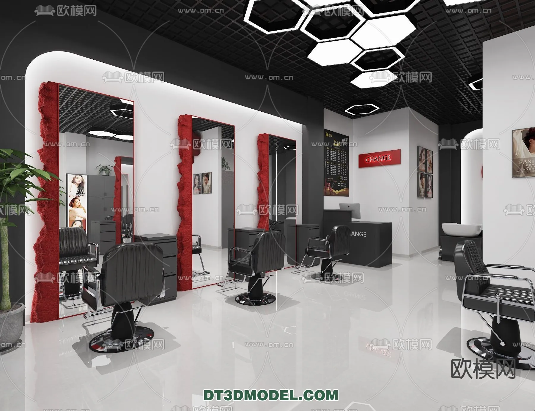 Hair Salon – 3D Interior Scene – 041