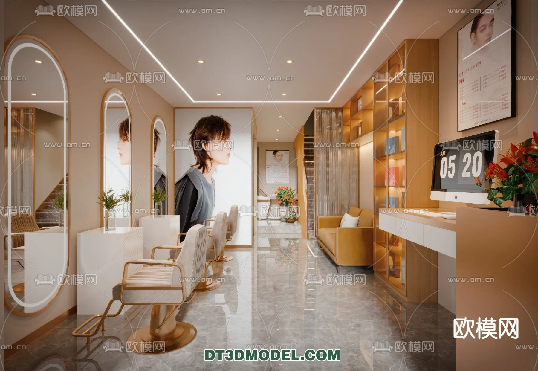 Hair Salon – 3D Interior Scene – 058