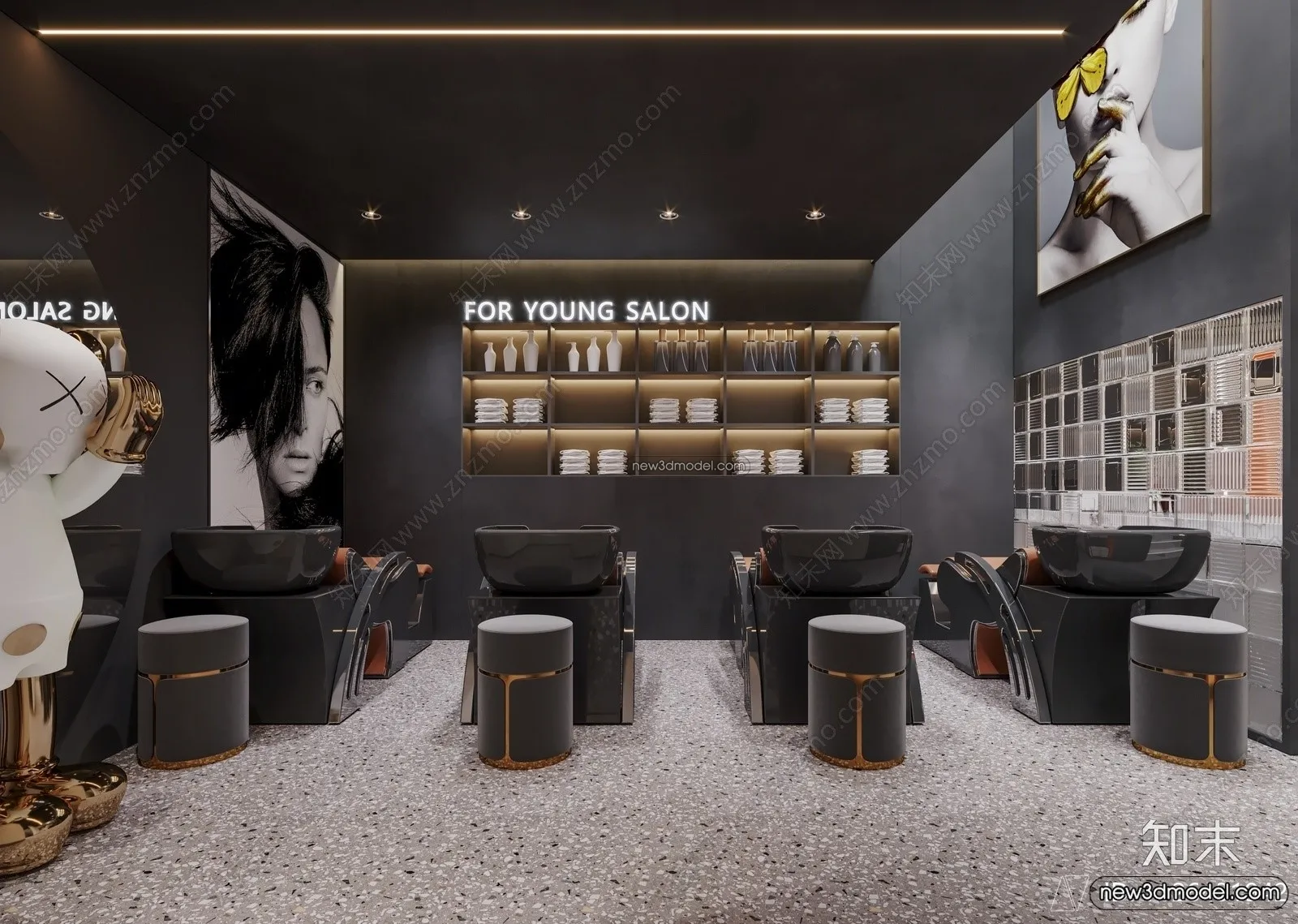 Hair Salon – 3D Interior Scene – 3D Models – 023