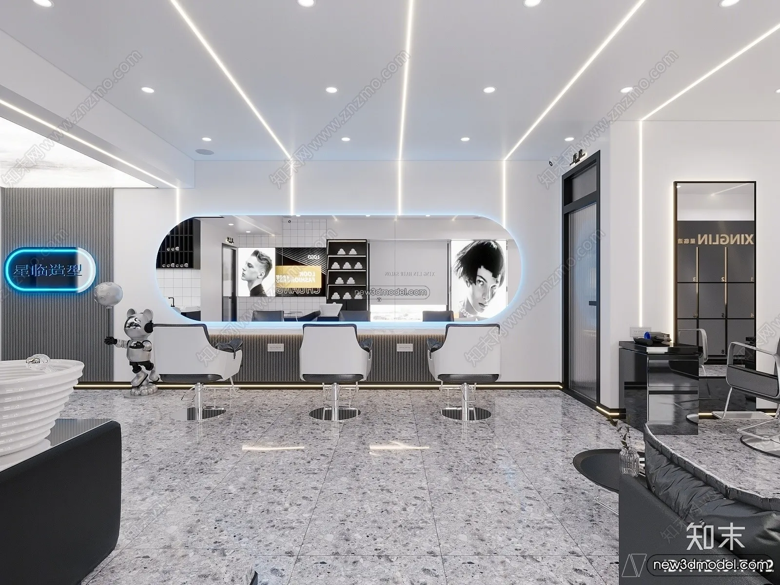 Hair Salon – 3D Interior Scene – 3D Models – 043