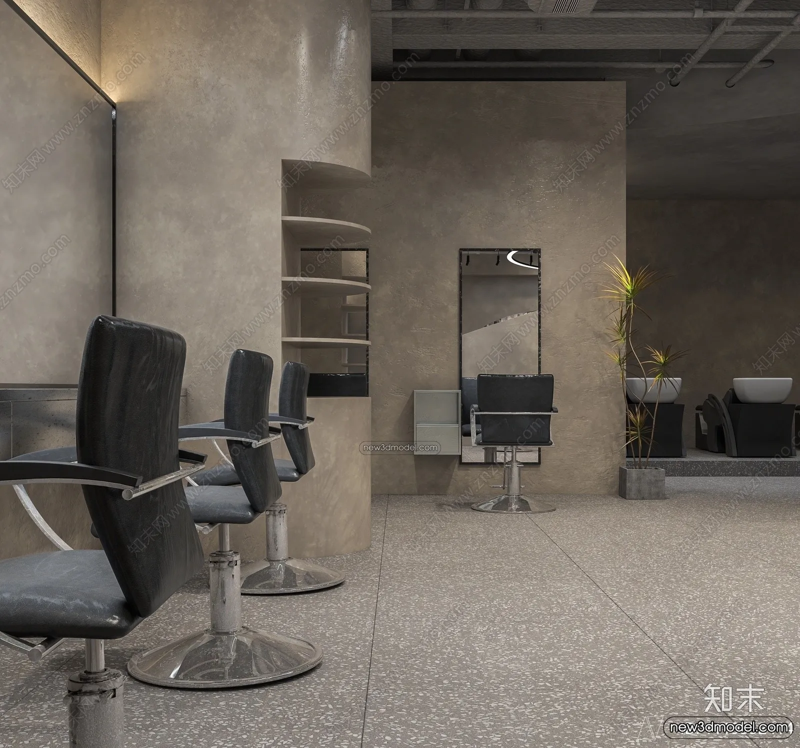 Hair Salon – 3D Interior Scene – 3D Models – 074