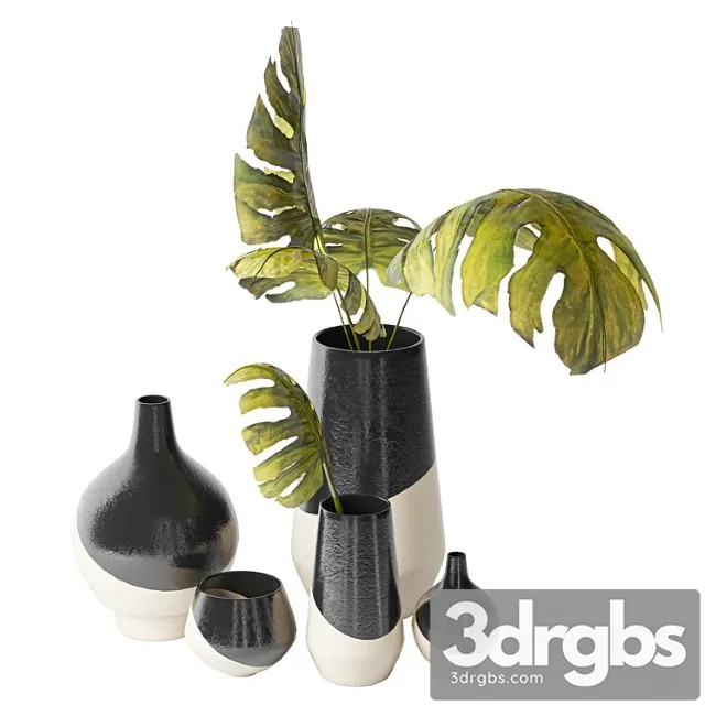 Half dipped stoneware vases slate