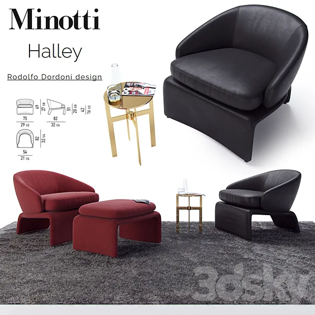 Halley Armchair _ Minotti Halley 3DS Max Model