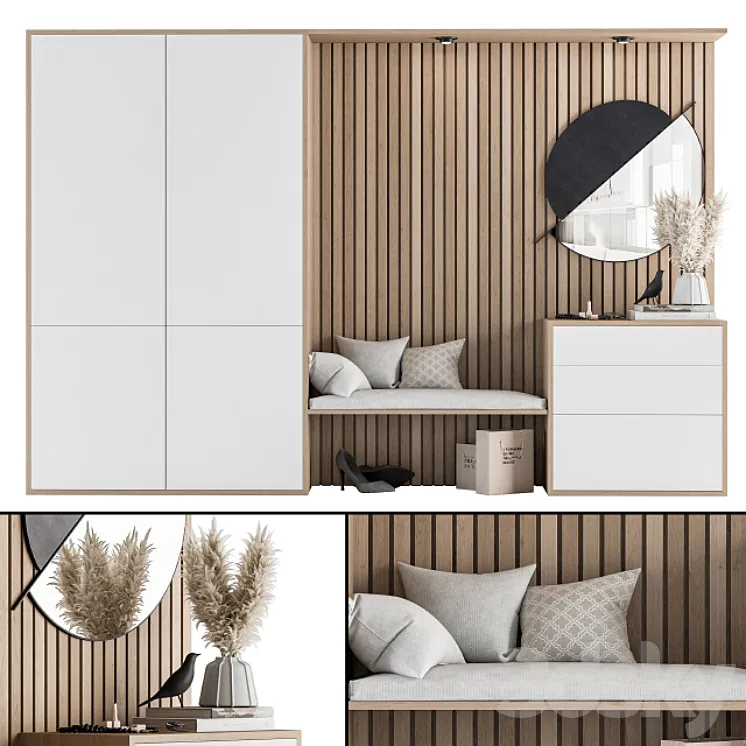 Hallway 10 – White and Wood Set 3DS Max