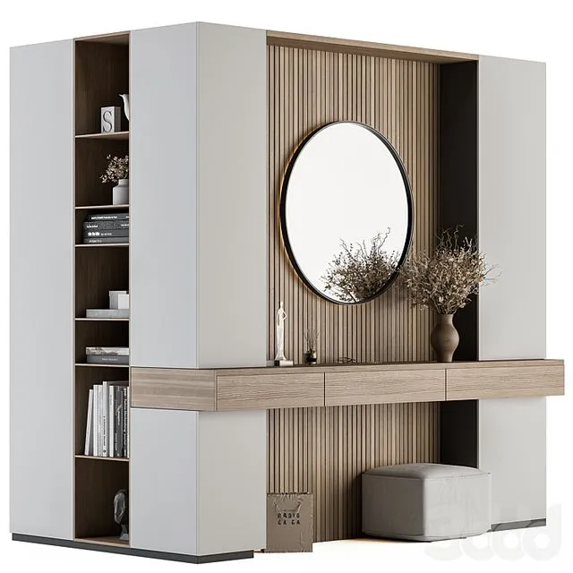 Hallway 37 – L Wardrobe White and Wood Entrance 3dsMax Model