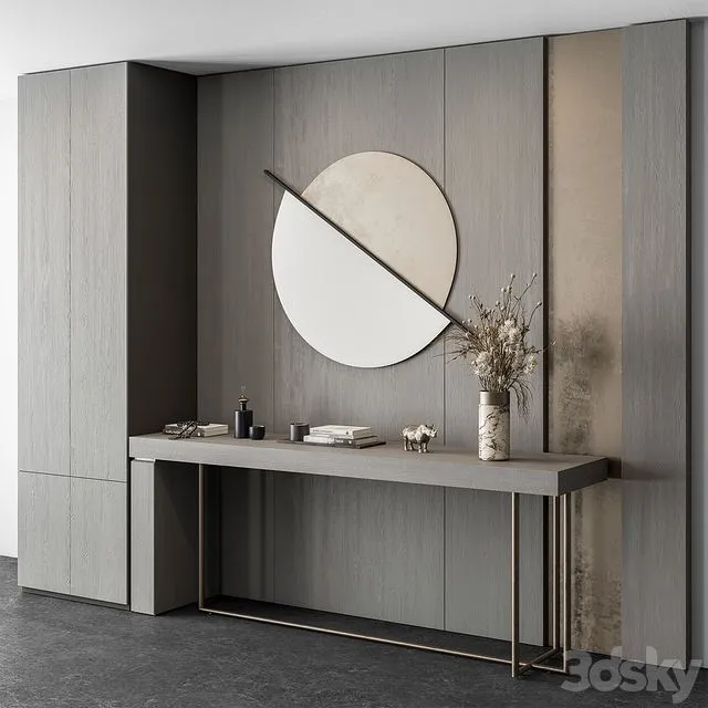 Hallway 41 Gray Wood and Gold Entrance 3dsMax Model