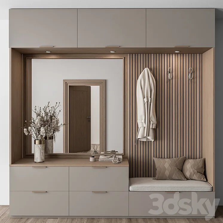 Hallway 46 – Beige and Wood Entrance 3DS Max Model