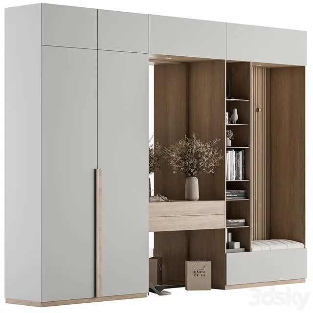 Hallway 48 White and Wood Entrance 3dsMax Model