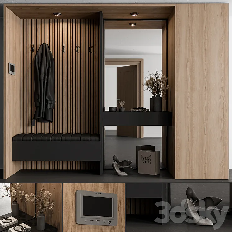 Hallway 57 – Black and Wood Entrance 3DS Max Model