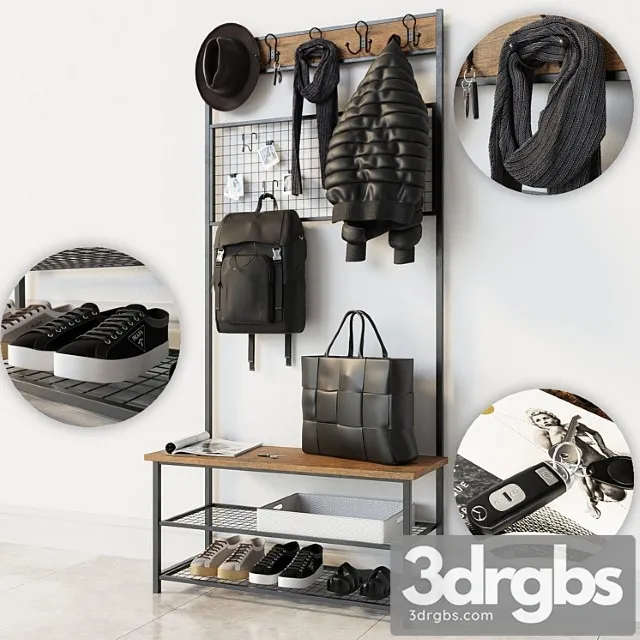 Hallway industrial shoe rack bench wardrobe 2 3dsmax Download