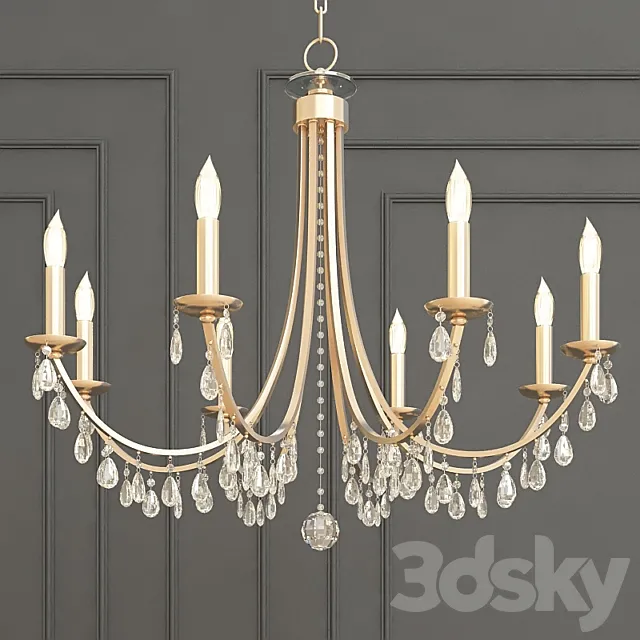 Hampton 8-Light Drum Shade Chrome Chandelier 3ds Max