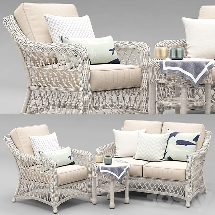 HAMPTON SEATING IN IVORY FINISH 3DS Max