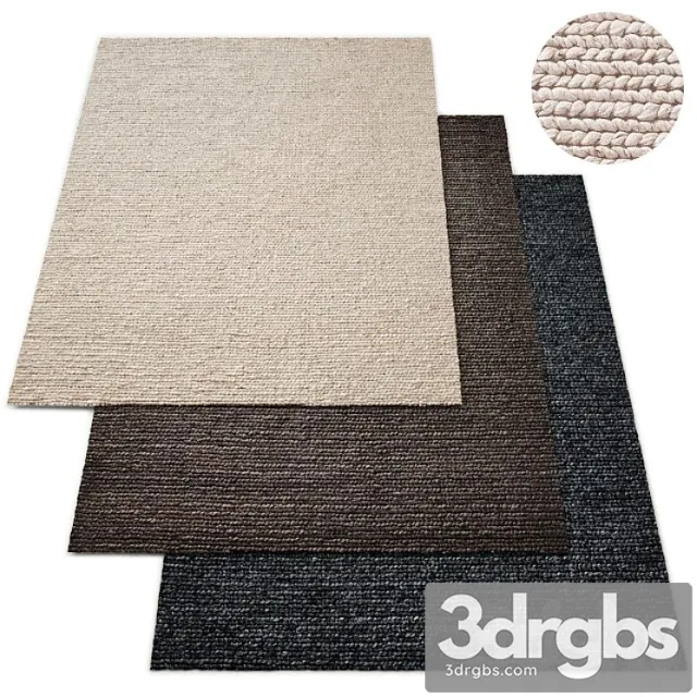 Hand-braided textured wool rug rh collection 3dsmax Download
