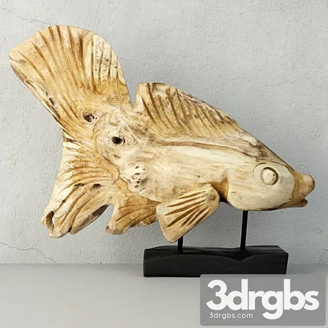 Hand carved driftwood fish on stand 3dsmax Download