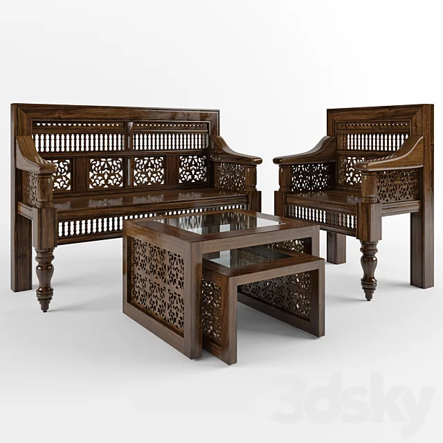 Hand Carved Settee 3DS Max Model