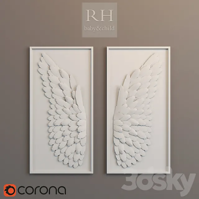 hand-folded paper angel wing art 3DS Max Model