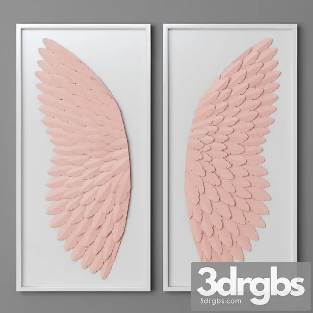 Hand-folded paper angel wing art – pink 3dsmax Download