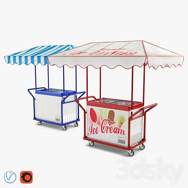 Hand trolley with freezer Polar 3DS Max Model