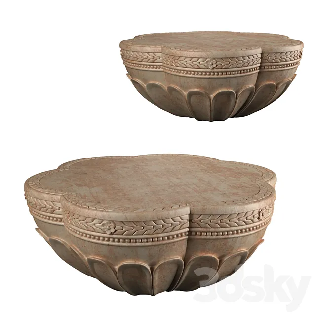 Handcarved Cicely Coffee Table 3ds Max
