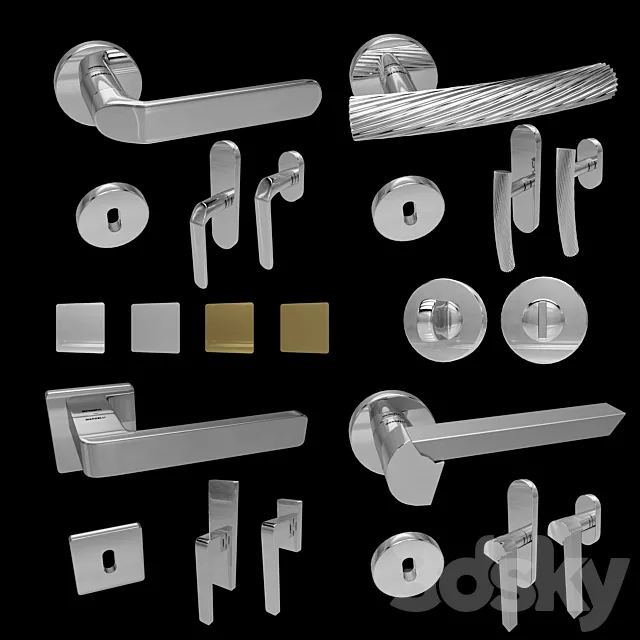 Handles for doors and windows Mandelli (4 pcs. 4 colors) 6 3ds Max