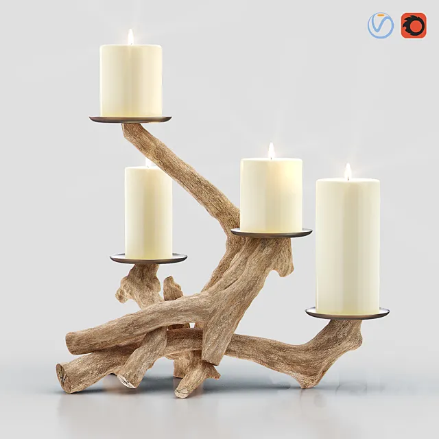 HANDMADE Driftwood Pillar Holder 3ds Max